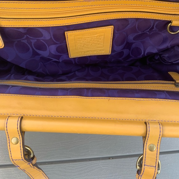 Vintage COACH purse mustard yellow Satchel handbag-shoulder bag E043-9749 - Picture 7 of 16